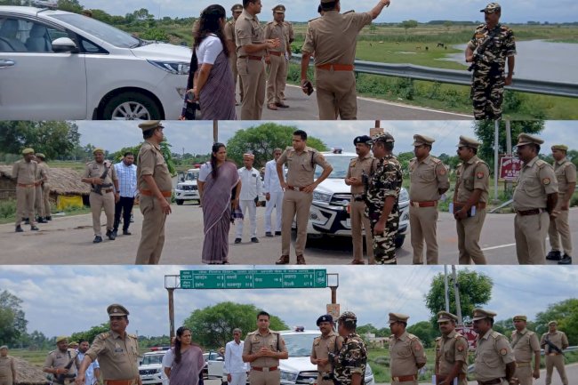 सीमावर्ती क्षेत्र में सुरक्षा व्यवस्था सुदृढ़ीकरण हेतु प्रसाशनिक अधिकारियों का नीरीक्षण
